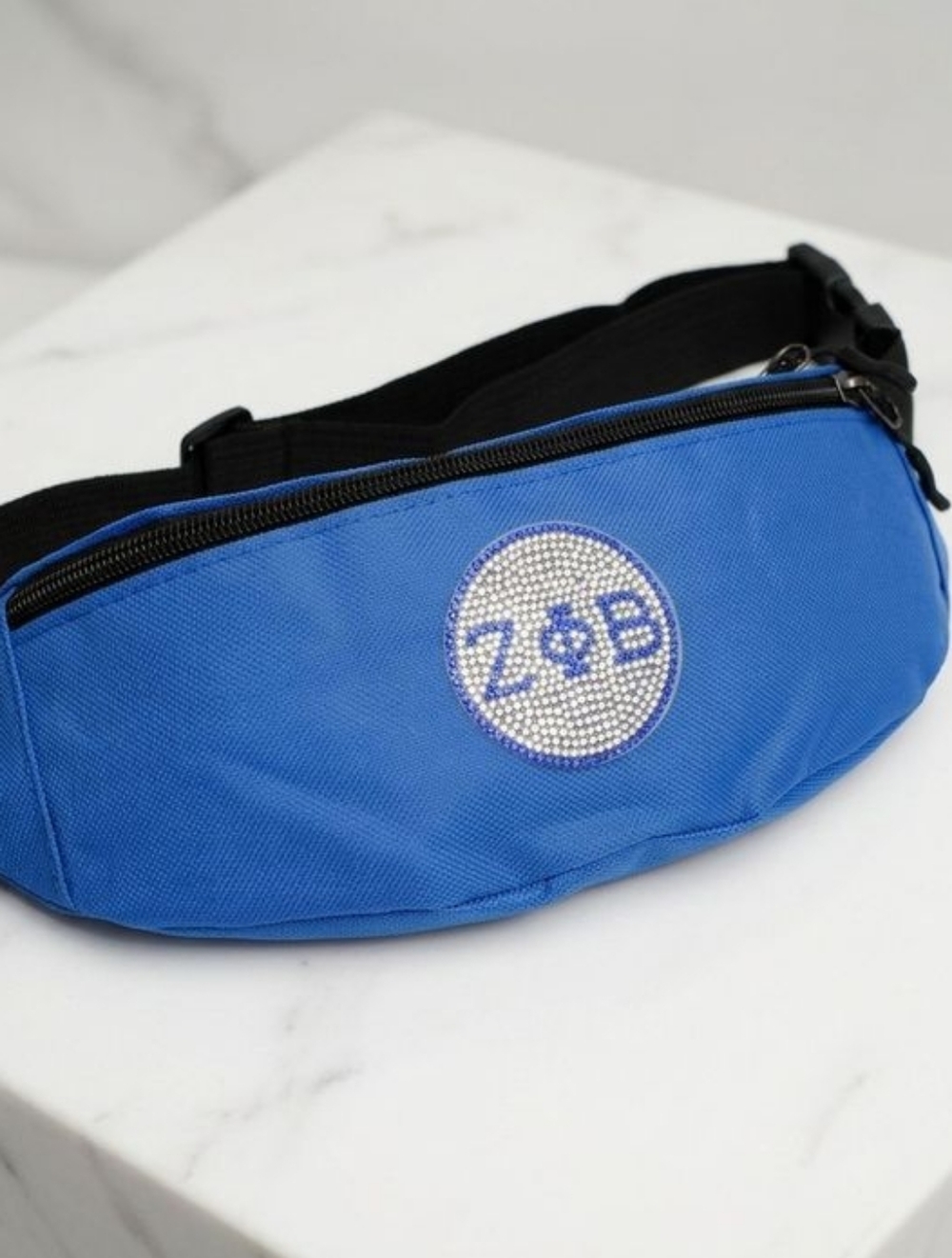 ZPB Blue Canvas Greek Triple Pocket Fanny Pack